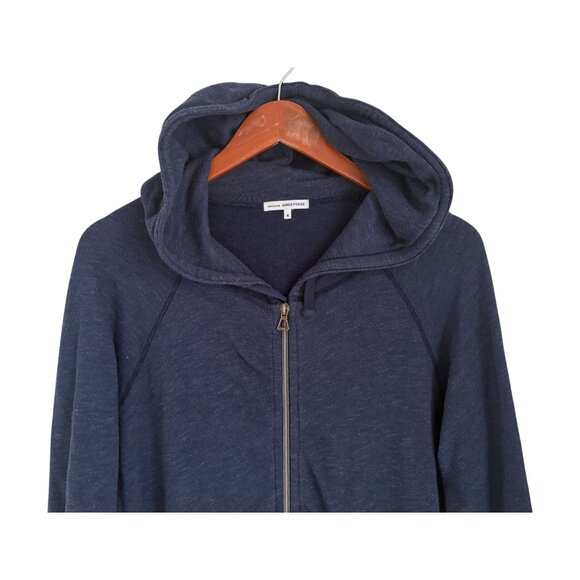 James Perse Navy Zip-Up Hoodie Size 4 With Pockets & Hood Supima & Modal Blend M - Picture 2 of 8